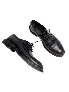 Loewe Mens Black Leather Lace-Up Derby Shoes Size 39